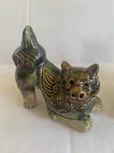 Load image into Gallery viewer, Vintage Chinese Ceramic Crouching Foo Dogs Green Pair
