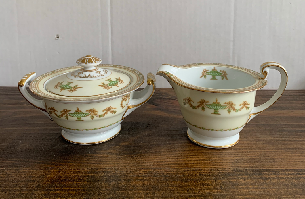 Vintage Japanese Noritake Porcelain “Lorenzo” Creamer & Sugar Set