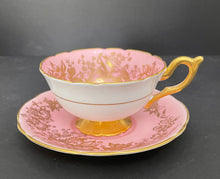 Load image into Gallery viewer, Vintage Coalport Bone China Pink and Gold Porcelain Teacup &amp; Saucer
