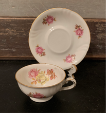 Load image into Gallery viewer, Vintage Imperial Bavaria Porcelain Pink Rose Demi Tea Cup and Saucer
